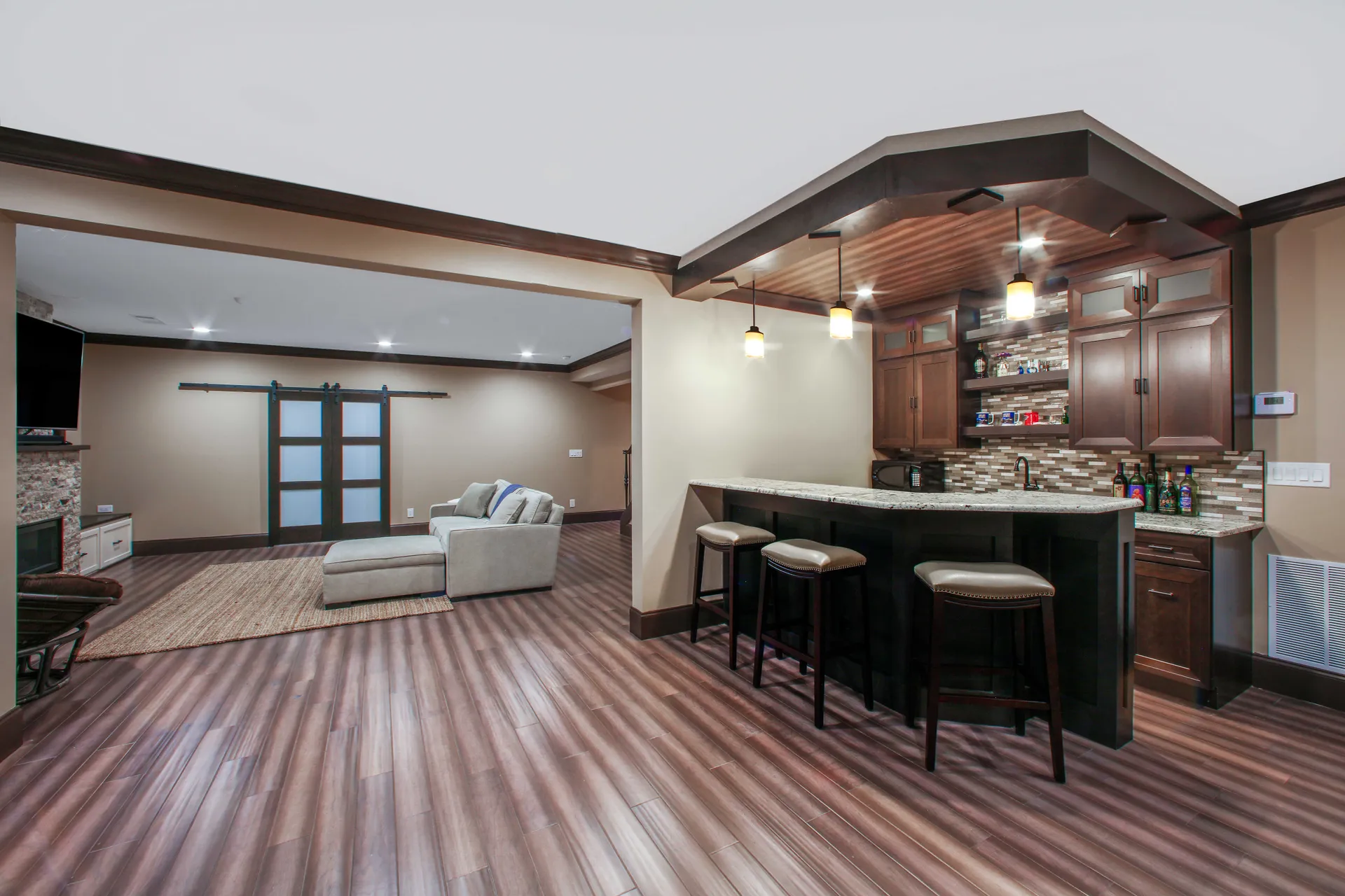 Finished basement in Roswell, GA by HomeVantage
